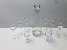 Vintage 14” Sturdy Decanter w/stopper & Set of 8 Wine Water Glasses picture