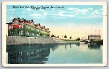 Gary Indiana~Illinois Steel Co Offices & Hospital From The Water~Vtg Postcard picture