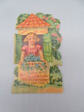Vintage Victorian Embossed Mini Valentines Day Card Girl in Window Over Poem picture