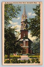 Springfield MA St. Michael's Cathedral State Street Vintage Postcard Catholic picture