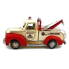 Tin Metal Classic Vintage Tow Truck Car Figurine Garage Office Shelf Decor 11 in picture