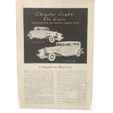 Vintage 1931 Chrysler Eight De Luxe Magnificent Ad Advertisement picture