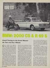 1968 BMW 2000 S 2 Door Hardtop & R 69 S Motorcycle Magazine Road Test Article Ad picture