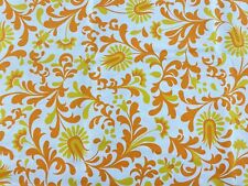 Vintage 70's Mod Fabric Stylized Leaves Flowers Orange Yellow 1 7/8 yds x 35