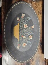 Vintage Oval Wooden Floral Plate- 13 In X 8 1/2 In- With Sloped Rim picture