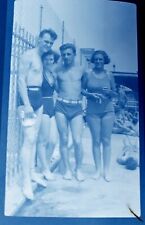 VTGE  1940'S PHOTO NEGATIVE MUSCULAR MEN POSING W/GIRLS HUGE BULGE GAY INTEREST picture