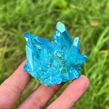 Blue Angel Aura Crystal Cluster Rainbow Aura Crystal Healing Crystal Decor Gift picture
