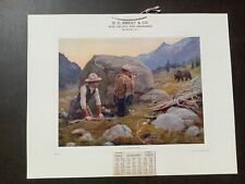 PHILIP GOODWIN 1913 CALENDAR - DANGEROUS GAME - HUNTERS AND GRIZZLY BEAR - RARE picture
