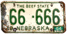 Vintage Nebraska 1964 Car License Plate Man Cave Garage Cherry Co 666 Collector picture