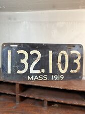 LICENSE PLATE ANTIQUE MASS Tag 1919 RUSTY Fair Condition.  MA Vintage picture