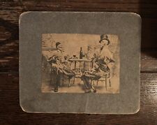 antique 1900s Human Skeletons getting drunk - funny macabre photo picture