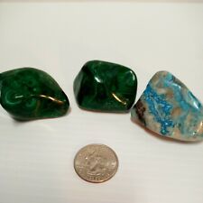 Lot of 18 Vtg Polished Gemstones, Malachite, Chrysocola, Blood Stone + (FC 43/3) picture