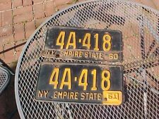 1961 NEW YORK STATE LICENSE PLATES MATCHING PAIR #4A-418 ORIG W '61 TAB GC picture
