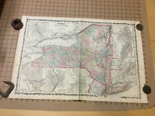 VINTAGE hand colored JOHNSON'S MAP: 1800's NEW YORK -aprox 18x27