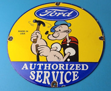 Vintage Ford Sign - Porcelain Automobiles Sign - Popeye Authorized Gas Pump Sign picture