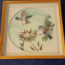 Vintage Bird  3D Layered Feathers Art Work Unique Framed Picture 10.5