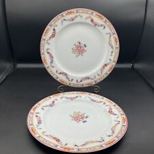Gorgeous Pair Heinrich & Co Selb Dinner Plates Hand Painted Rim Floral Garland picture
