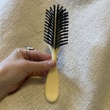 Vintage I.M.T.C Half Round Hair Brush Black Nylon Bristle White Cream 7 Row USA picture