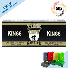50x Boxes Gambler Tube Cut Gold Light Kings Cigarette Filter Tubes | 200 Per Box picture