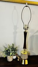 Vintage Honeycomb Heyco Table Lamp Mid Century Modern Wood Brass German MCM 20” picture