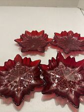 Akcam Turkish Vintage Christmas Red Snowflake Glass Dessert Plates X 4 ~6.5” FF picture