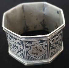 Royalty Antique Imperial Russian Niello Sterling Silver Napkin Ring Coat Arms RU picture