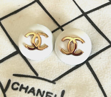 CHANEL Vintage Gold Metal Button White 23mm (Set of 2) picture