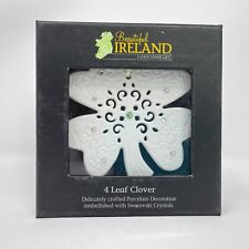 John Hinde Beautiful Ireland Porcelain 4 Leaf Clover w/ Swarovski Crystals IOB picture