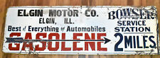 Vintage Elgin IL Motor Company  Bowser Gas Oil Service Station Advertising Sign picture