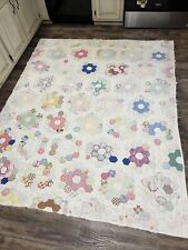 Vintage Antique Patchwork Quilt 66x82 Project Piece Ring Feedsack Shabby Chic picture