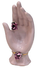 Antique Victorian Jewelry Dish Porcelain Hand Sculpture Violet Flowers Japan  picture