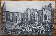  WWI LANGEMARK, BELGIUM, BOMBED CHURCH, SOLDIERS, SCHAAR & DATHE GERMAN POSTCARD picture