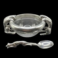 Two Drinking Cheetahs Pewter And Glass By Diana Carmichael  w Cheetah Spoon picture