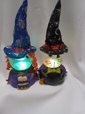 The Magic Of Halloween Water Globes Witch Cat Changing Colors Lot Of 2 picture