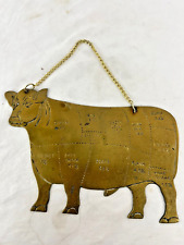 Vintage Brass Butcher Shop Decoration Beef Cuts Percentage Wall Sign Plaque picture