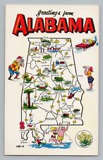 Alabama AL State Town Road Map Multi-View Attractions Chrome Postcard 1950s-60s picture