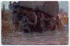 WWI German Patriotic Postcard Soldiers Push Wagon From Water July 23 1915 AP1 picture