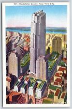 New York City~Aerial View Of Rockefeller Center Bldgs~Art Deco~Vintage Postcard picture