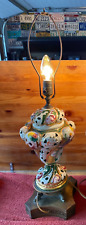 Vintage Lamp Italian Capodimonte Hand Painted Porcelain table  Brass base picture