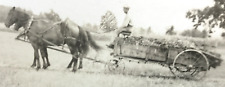 Antique Vtg RPPC Photo Working Horse Team Drawn Manure Spreader Farm Field picture