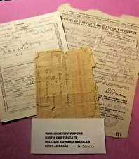 1919 British ID Papers & Birth Certificate, WILLIAM E. SADDLER, REGT #84445 picture