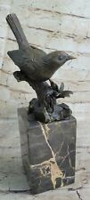 Art Deco Special Patina Love Bird Dove Bronze Sculpture Marble Base Figurine picture