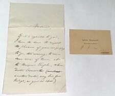 Rare Antique Vice Consul of France Léon Glandut Signed Letter & Card MD 1881 picture