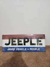 JEEPLE Jeep Vehicle + People Metal Sign 20 X 8 picture