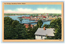 c1940s Foot Bridge, Houses, Ocean, Boothbay Harbor ME Vintage Postcard picture