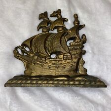 Antique Solid Metal Sail Ship Bookend picture