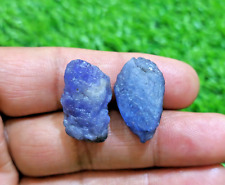 Gorgeous Rare Earth Mined Blue Tanzanite Raw 2 Piece Size 25-26 MM Rough Jewelry picture