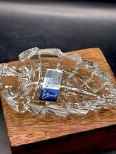 Vintage Crystal Trinket Dish Ring Display Tray Leaf Shaped picture