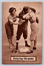 J92/ Baseball Sports Postcard Comic c1910 Delaying the Game Kiss 394 picture