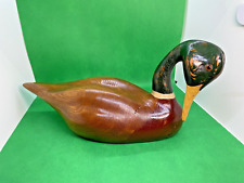 Vintage Hand Painted Carved Mallard Decoy Wormy Chestnut Andy Pouch 1/1 May 1989 picture